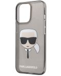 Калъф Karl Lagerfeld - Glitter Karl Head, iPhone 13 Pro Max, черен - 4t